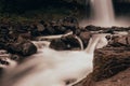 Silk effect water from waterfalls in a river in the middle of the jungle