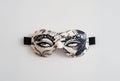 Silk eye mask for sleep, bed, plants and light bokeh Royalty Free Stock Photo