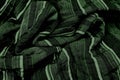 Silk Fabric Background, Abstract Flowing Waving Textile.dark green fabric with wide stripes