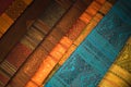 Silk fabric on sale at night market in Laos Royalty Free Stock Photo