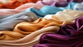 Silk fashion collection vibrant colors, elegant patterns, luxurious materials generated by AI