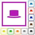 Silk hat flat framed icons