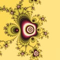 Fractal illustration in form of pink rose on pastel yellow background Royalty Free Stock Photo