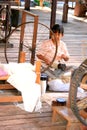 Silk manufacture on Inle Lake, Burma Myanmar Royalty Free Stock Photo