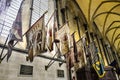 Silk Military Flags Regimantal Colours on Display Salisbury Cathedral , Wiltshire England UK