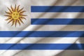 Silk national flag of modern state of Uruguay with beautiful folds, concept of tourism, travel, emigration, global business