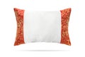 Silk pillow in china style on isolated background with clipping path. Elegant headboard for montage or your design Royalty Free Stock Photo