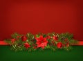 Silk ribbon and a Christmas decorations on paper Royalty Free Stock Photo