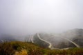 SILK ROUTE ZIG ZAG ROAD IN CLOUDY WEATHER IN SIKKIM Royalty Free Stock Photo