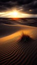 Silk Sands: A Desert Journey with Genghis Khan at Sunset