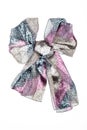 Silk scarf. Lilac silk scarf folded like bowknot