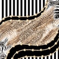 Snake pattern.Silk scarf design, fashion textile. Royalty Free Stock Photo