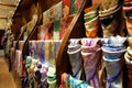 Silk scarves for sale at silk shop in Hangzhou city, China