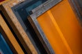 Silk screen mesh screen frames. silkscreen printing. serigraphy production