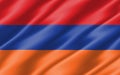 Silk wavy flag of Armenia graphic. Wavy Armenian flag 3D illustration. Rippled Armenia country flag is a symbol of freedom,