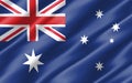 Silk wavy flag of Australia graphic. Wavy Australian flag 3D illustration. Rippled Australia country flag is a symbol of freedom,