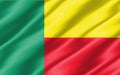 Silk wavy flag of Benin graphic. Wavy Beninese flag 3D illustration. Rippled Benin country flag is a symbol of freedom, patriotism Royalty Free Stock Photo