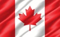 Silk wavy flag of Canada graphic. Wavy Canadian flag 3D illustration. Rippled Canada country flag is a symbol of freedom,