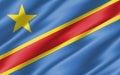 Silk wavy flag of DRC graphic. Wavy Congolese flag 3D illustration. Rippled DRC country flag is a symbol of freedom, patriotism