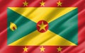 Silk wavy flag of Grenada graphic. Wavy Grenadian flag illustration. Rippled Grenada country flag is a symbol of freedom,