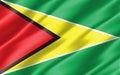 Silk wavy flag of Guyana graphic. Wavy Guyanese flag 3D illustration. Rippled Guyana country flag is a symbol of freedom, Royalty Free Stock Photo