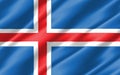 Silk wavy flag of Iceland graphic. Wavy Icelander flag 3D illustration. Rippled Iceland country flag is a symbol of freedom, Royalty Free Stock Photo