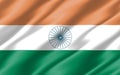 Silk wavy flag of India graphic. Wavy Indian flag 3D illustration. Rippled India country flag is a symbol of freedom, patriotism