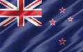 Silk wavy flag of New Zealand graphic. Wavy New Zealander flag 3D illustration. Rippled New Zealand country flag is a symbol of