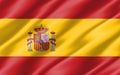 Silk wavy flag of Spain graphic. Wavy Spanish flag illustration. Rippled Spain country flag is a symbol of freedom, patriotism and