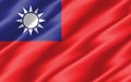 Silk wavy flag of Taiwan graphic. Wavy Taiwanese flag 3D illustration. Rippled Taiwan country flag is a symbol of freedom, Royalty Free Stock Photo