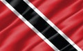 Silk wavy flag of Trinidad and Tobago graphic. Wavy Trinidadian and Tobagonian flag 3D illustration. Rippled Trinidad and Tobago