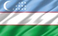 Silk wavy flag of Uzbekistan graphic. Wavy Uzbekistani flag illustration. Rippled Uzbekistan country flag is a symbol of freedom,