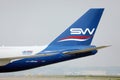 Silk Way Airlines, close up view of tail