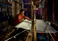 Silk Weaver in Marrakesh Medina Markets Royalty Free Stock Photo