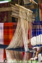 Silk weaving at north Laos. Royalty Free Stock Photo