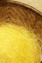 Silk yarn from yellow cocoons of the silk worm Royalty Free Stock Photo