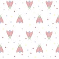 Silkworm Bombyx seamless pattern, pink colored