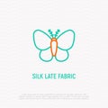Silkworm line icon, symbol of silk late fabric