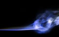 Silky Blue Smoke Trails on Black Royalty Free Stock Photo