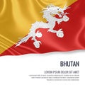 Silky flag of Bhutan waving on an isolated white background with the white text area for your advert message.