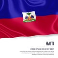 Silky flag of Haiti waving on an isolated white background with the white text area for your advert message. Royalty Free Stock Photo