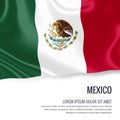 Silky flag of Mexico waving on an isolated white background with the white text area for your advert message. Royalty Free Stock Photo