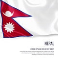 Silky flag of Nepal waving on an isolated white background with the white text area for your advert message.