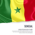 Silky flag of Senegal waving on an isolated white background with the white text area for your advert mess.