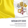 Silky flag of Vatican City State waving on an isolated white background with the white text area for your advert message.