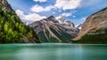 The silky looking turquoise water of Kinney Lake in Robson Provincial Park Royalty Free Stock Photo