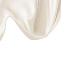 Silky satin fabric with folds and soft curves. White creamy Silk Satin textile texture. Smooth elegant Fabric .Vector Royalty Free Stock Photo
