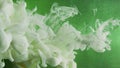 Silky smoke ink water swirl white cloud flow green Royalty Free Stock Photo