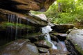 Silky water flowing over rocks and moss at Otter Falls trail in Seven Devils, North Carolina, USA, near Banner Elk Royalty Free Stock Photo