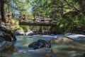 Silky water and wood bridge